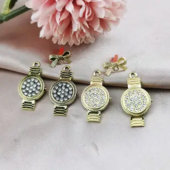 

10pcs Shinny Rhinestone Watch Alloy Charms Pendants Chic Wristwatch Earrings Dangle Fit Jewelry DIY Earrings Stud Female YZ612