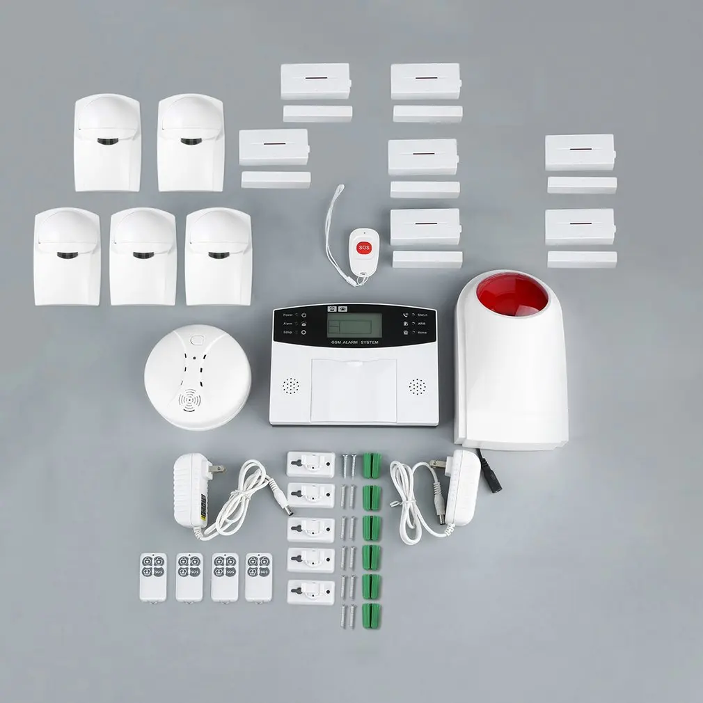 

22pcs GSM Wireless Smart Voice Anti-theft Alarm System with LCD Display&Anti Pet&Smoke&Magnetic Door Detector&Strobe Siren US