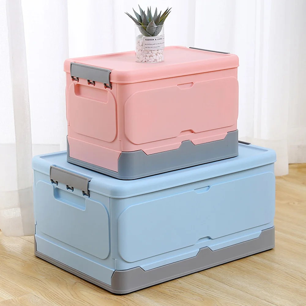 

1PC 2 Sizes Plastic Storage Box Portable Collapsible Storage Box Foldable Storage Container For Toy Clothes Storage With Lids