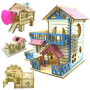 

Creative Hamster Hideout House Small Animal Nest Wooden Hedgehog Villa Pet Rat Living Habitat Dutch Pig Cage Pet Supplies