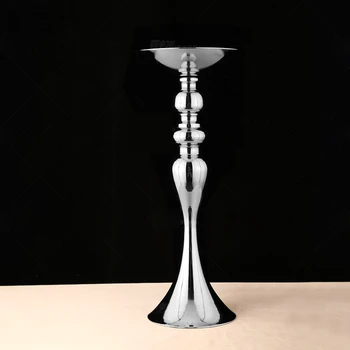 

35/50 cmGold / Silver Iron metal Candle Holder Flower vase central road lead candelabra wedding Prop Decor Party Candlestick