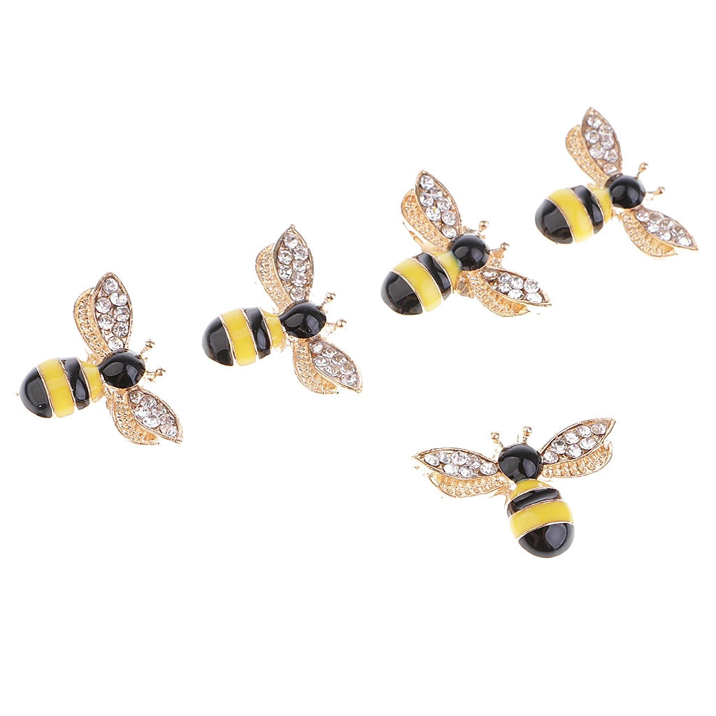 5Pcs Bee Shape Decorative Embellishments for Clothing Shoes Bags Crafts 25mm