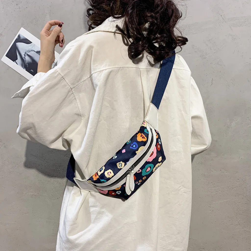 

Women New Casual Sports Pockets Personality Printing Messenger Chest Bag Waist Bag Fanny Pack Belt Purse Small Phone Key Pouch