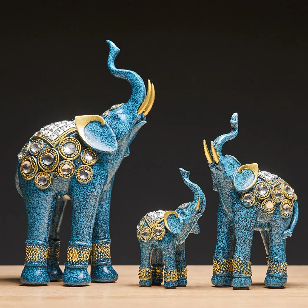 Creative Resin Animal Model Statue Home Decoration Accessories India Style Elephant Figurine Office Desk Decorative Wedding Gift