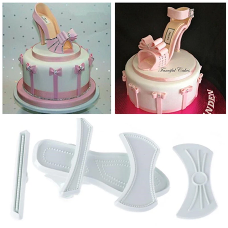 9pcs/set Plastic Sandal Fondant Mold Fashion Lady High-Heeled Shoe Shaped Cake Baking Mould | Дом и сад