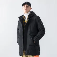 Зимняя новая мужская куртка Ins тренд с капюшоном простая повседневная Водонепроницаемая хлопковая куртка Толстая теплая длинная хлопковая куртка мужские парки