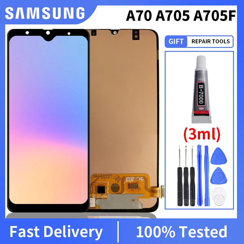 100% с установленной IOS оригинальная хорошо работающая ЖК-дисплеем для Samsung Galaxy A70