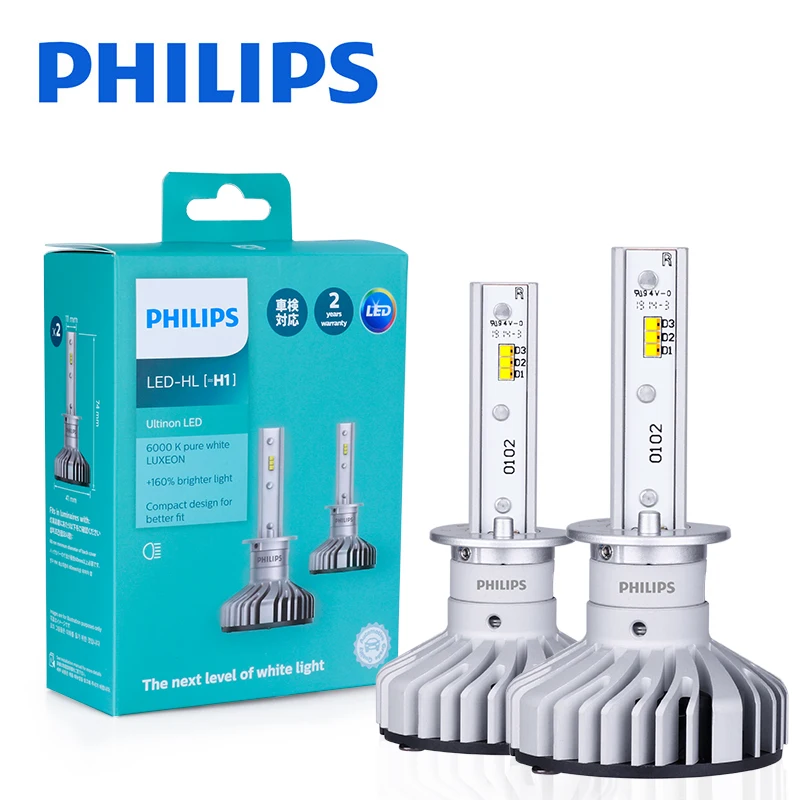 Philips H1 Led Bulb H8 H11 H16 Fog Lamps Mini Size 6000k Lampada Led H7 For  Car Auto Light Headlight X-tremeultinon Led 2pcs - Car Headlight Bulbs(led)  - AliExpress