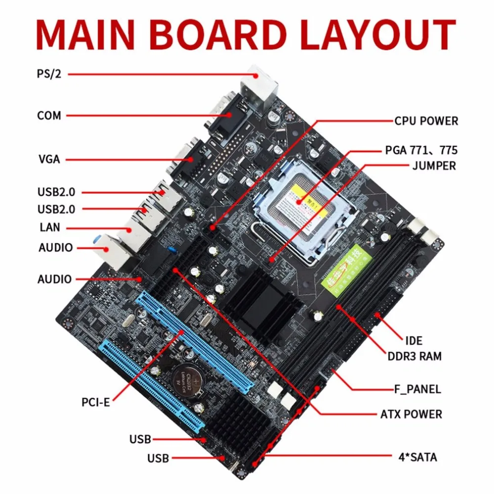 

G41 Desktop MotherBoard LGA775 Quad-core E5430 Combo Set 2.66G CPU + 4G Memory + Silent Fan Computer Modification Supplies