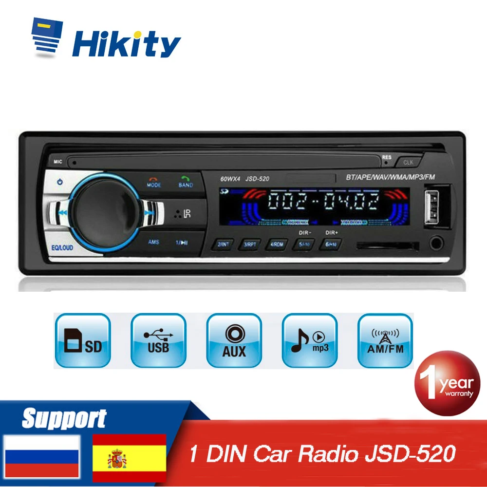 Автомагнитола Hikity 1 Din Bluetooth SD mp3 плеер|Автомобильные радиоприемники| |