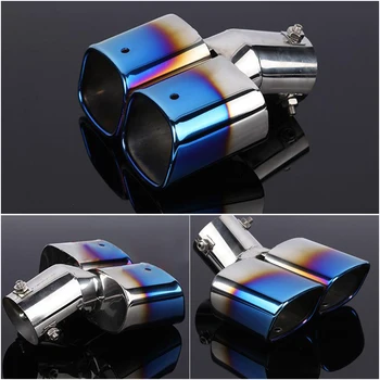 

63mm Car Dual Inlet Rear Exhaust Muffler Pipe Tip Auto Stainless Steel Tailpipe