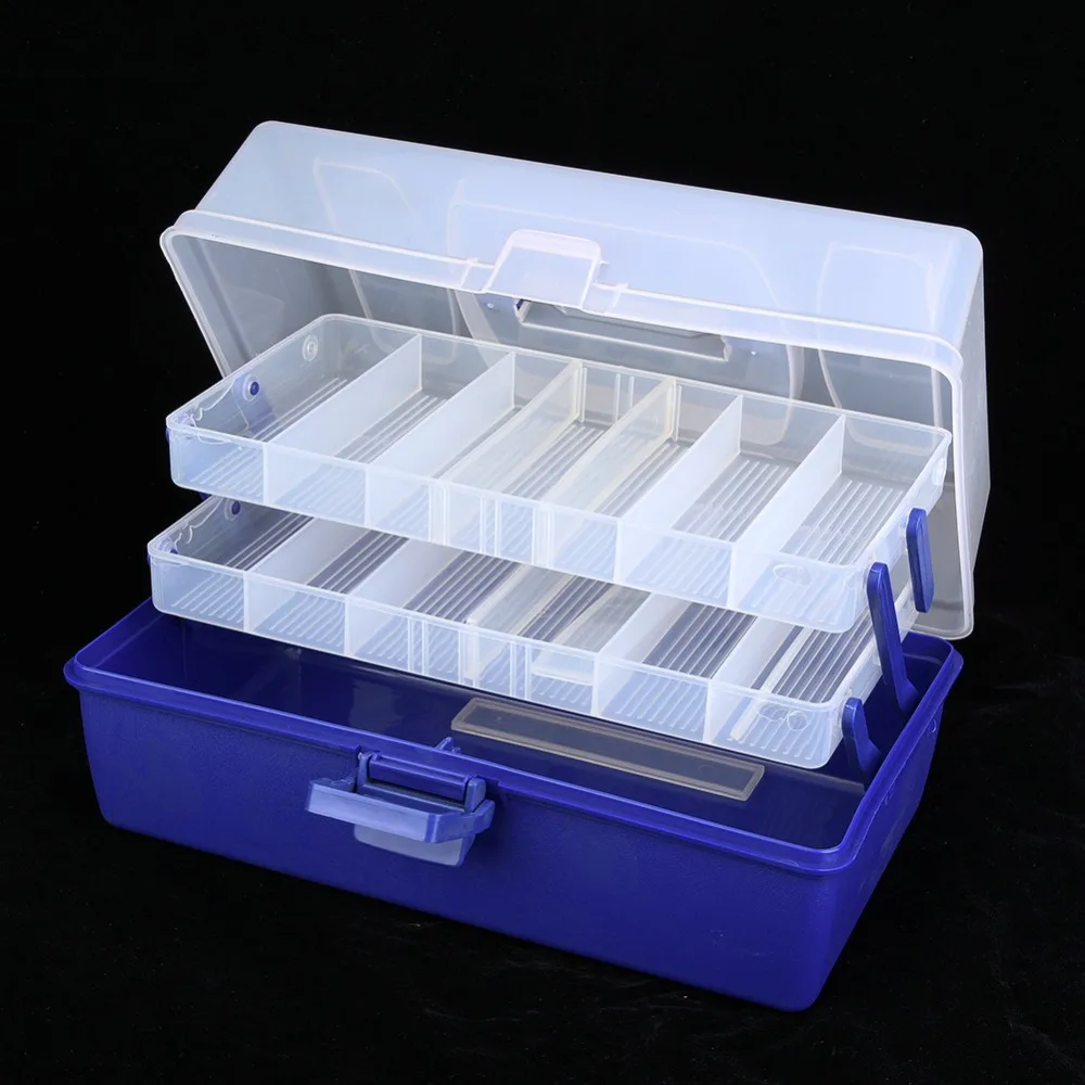 Double-side Fishing Tackle Box Wood Shrimp Tools Case Fishing Bait Lure Storage Case Multiple Compartment Large Fishing Tool box