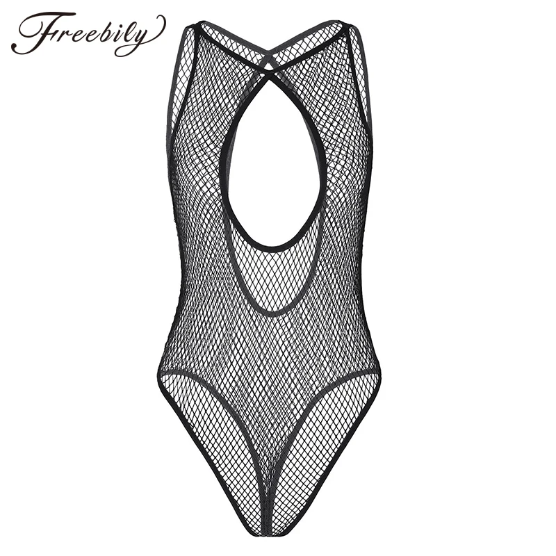 Black Sexy Women Lingerie Jumpsuit One piece Sleeveless O neck Hollow