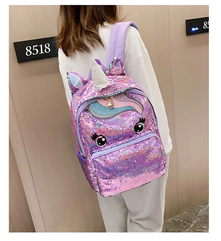 Милый мультяшный рюкзак для девочек, детские школьные сумки с блестками, рюкзак с единорогом, Большой Рюкзак Kawaii, школьные сумки для детей, рюкзак Mochila Mujer