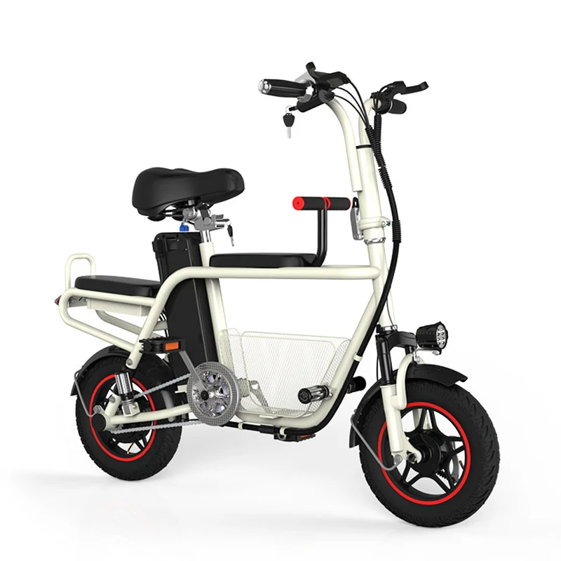 12 дюймов электрический велосипед съемный литиевый аккумулятор электрический велосипед карбоновая стальная рама городской e велосипед легкий складной e велосипед - Color: 8ah white