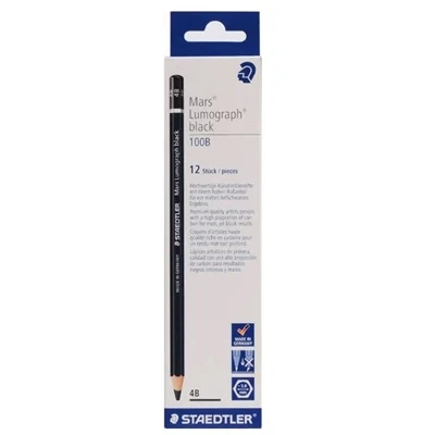 4B 12 шт., профессиональный карандаш Staedtler 100B, карандаши для рисования, Студенческие карандаши для рисования, угольный карандаш, школьные канцелярские принадлежности, офисные принадлежности - Цвет: 4B