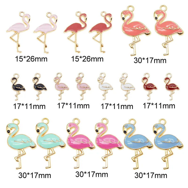 10pcs/pack Mix Flamingo floating Animals Pendants Alloy Enamel Charms DIY Earrings Jewelry Making Cute keychain earrings crafts