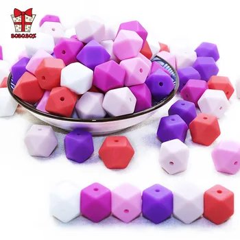 

BOBO.BOX 20pcs 14mm Hexagon Silicone Beads Baby Teether Eco-friendly BPA Free Baby Teething Pacifier Chain Beads Baby Product