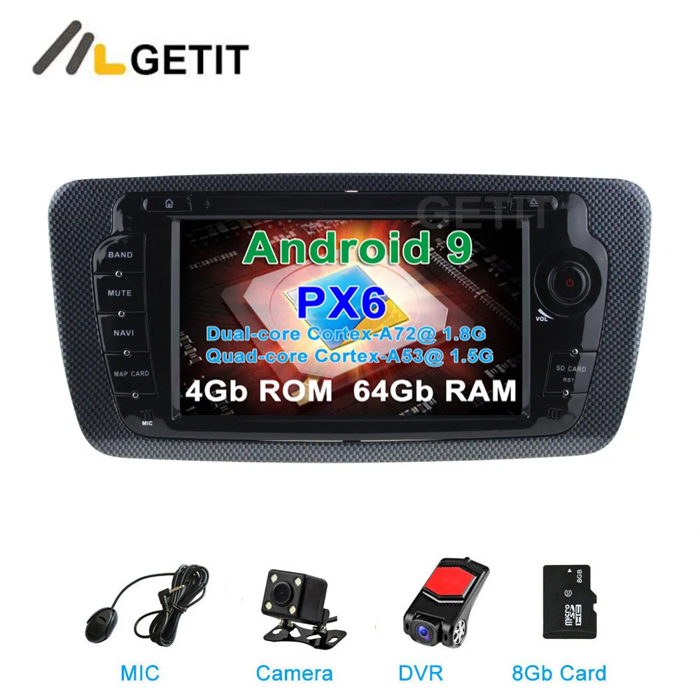 

DSP 64G PX6 Android 9 Car DVD Stereo Radio Player Car GPS for Seat Ibiza with WiFi BT Video