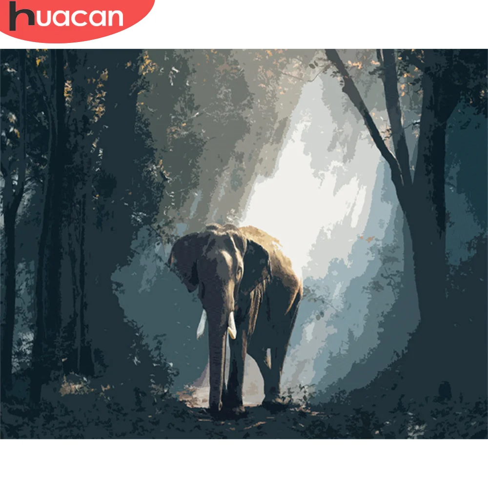 HUACAN краска по номеру Слон рисунок на холсте Ручная Краска ed ing Art подарок DIY