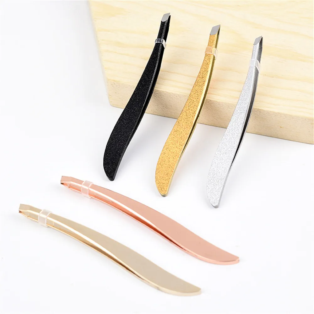 

1pc Eyebrow Tweezers Stainless Steel Eye Brow Clip Trimmer Slanted Puller Face Hair Removal Eyelash Clip Beauty Makeup Tools