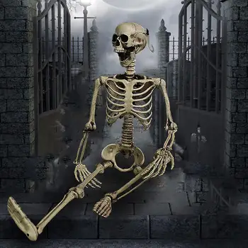 

90CM Simulation Skeleton Head Halloween Bar Haunted House Props Dry Corps Skeleton Child Secret Room Bone Head Halloween Decor