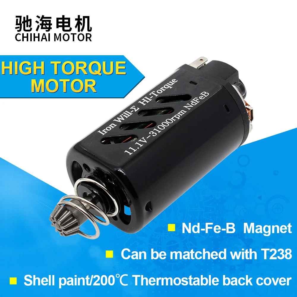 

chihai motor CHF-480WA-Iron-Will 31000rpm Nd-Fe-B Ver.3 Gearbox High Torque Motor short Axle AEG Airsoft Hunting Accessories