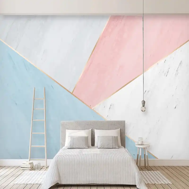 Custom Wall Cloth Simple Geometric Pink Marble Wall Sticker Mural Living Room Children Bedroom Wall Decor Wallpaper 3d Fresco Aliexpress