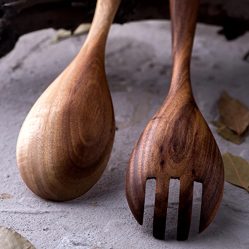 2Pcs-Wooden-Spoon-Fork-Set-Large-Kitchen-Cooking-Spoon-Soup-Ladle-Wood-Fork-Salad-Server-Serving (3)