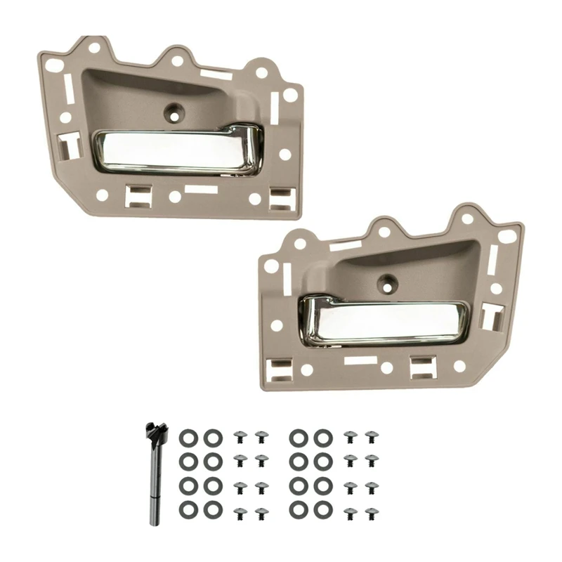 

2Pcs Front Left & Right Inside Interior Door Handle Set for 2005-2011 Jeep Grand Cherokee Beige & Chrome