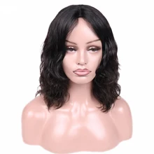 Короткий Боб парики на кружеве для женщин человеческие волосы естественная волна натуральный черный предварительно сорванный
