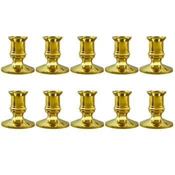

New 10X Gold Pillar Candle Base Taper Candle Holder Candlestick Christmas Party Decor
