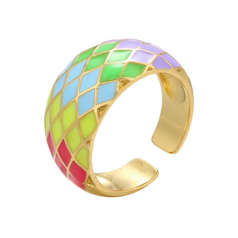 Bague Goutte d'Huile Arc-en-Ciel pour Femmes en Émaille d'Été