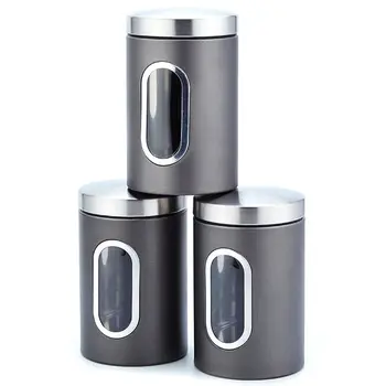 

3Pcs 11X16.5Cm Stainless Steel Storage Tank High-Grade Fresh-Keeping Sealed Tea Coffee Canisters Storage Box Creatives Home Gift
