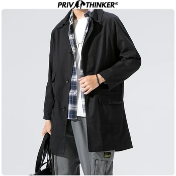 

Privathinker 2020 Men Solid New Spring Hip Hop Trench Coat Mens Loose Fashion Long Trench Male Fashion Coat Clothing Oversize