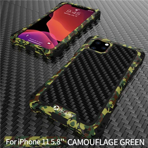 Camouflage Green Водонепроницаемый противоударный чехол для телефона для Iphone 11 11 Pro Iphone 11 Pro MAX чехол из углеродного волокна сверхмощный гибридный прочный Броня - Цвет: Camouflage Green