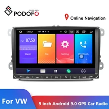 Podofo " Android 9 2Din автомобильный радиоприемник gps навигация для Volkswagen/Golf/Polo/Tiguan/Passat/leon/Skoda/Octavia мультимедийный плеер