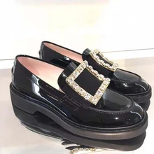 Женская обувь на плоской подошве; chaussure Femme; шикарная женская обувь; лакированный кожаный женский обувь; осенние женские лоферы с круглым носком на низком каблуке