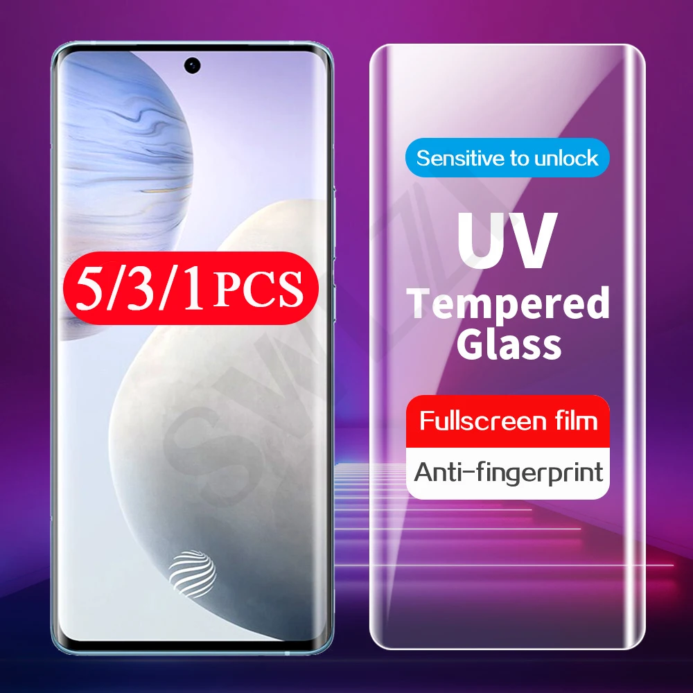 

5-1 шт. полное покрытие УФ-стекло для vivo X60 X60T iQOO 5x50 pro plus NEX 3 3S закаленное стекло Защита для экрана телефона защитная пленка