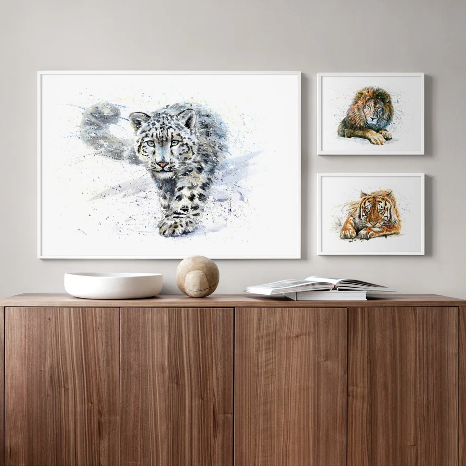 

Snow Leopard Lion Tiger Animal Wall Art print Canvas Painting Nordic Canvas Poster and Prints Wall Pictures For Living Room
