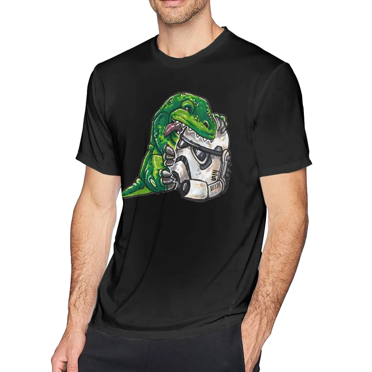

Animal Bite T Shirt Baby Dewback With Sand Trooper Helmet T-Shirt Awesome Print Tee Shirt Beach Tshirt
