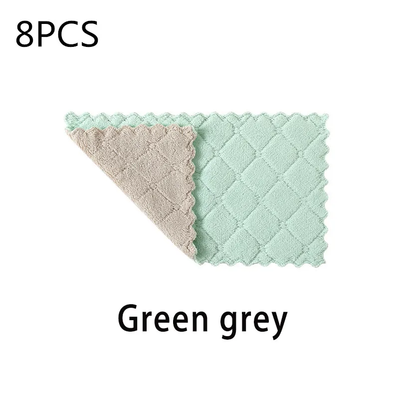 8pc green grey 8 шт./лот Впитывающее микроволокно Чистящая тряпка кухонная ткань для посуды очистки Полотенца посудное полотенце стеклоочиститель тряпка стол Кухня Полотенца - Цвет: 8pc green grey