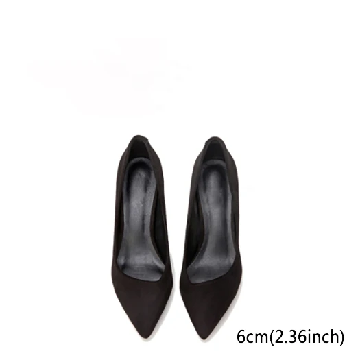 black suede 6cm Элегантные туфли-лодочки на среднем каблуке; модель года; туфли из лакированной кожи с острым носком на тонком каблуке 3 дюйма; Цвет телесный, синий; замшевые туфли; Женская обувь в строгом стиле; Размер 33 - Цвет: black suede 6cm