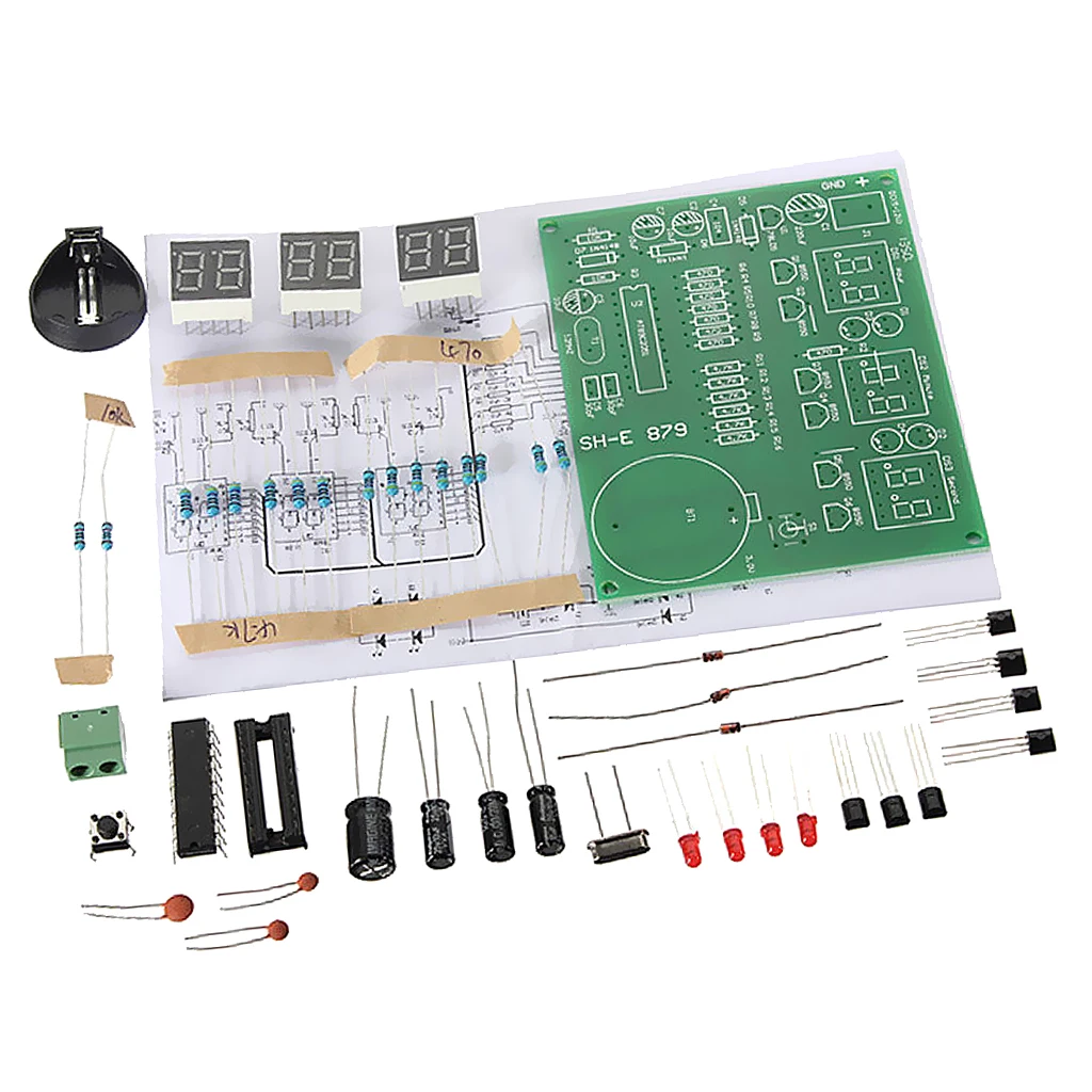 6 битов цифровые электронные часы набор для пайки практика AT89C2051 печатная плата DIY Обучающие наборы