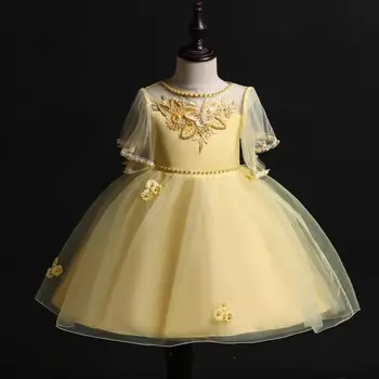 

Beading Flower Girl Dresses For Weddings Summer Kids Pageant Dress First Communion Dresses For Little Baby Prom Dress 6 Colors