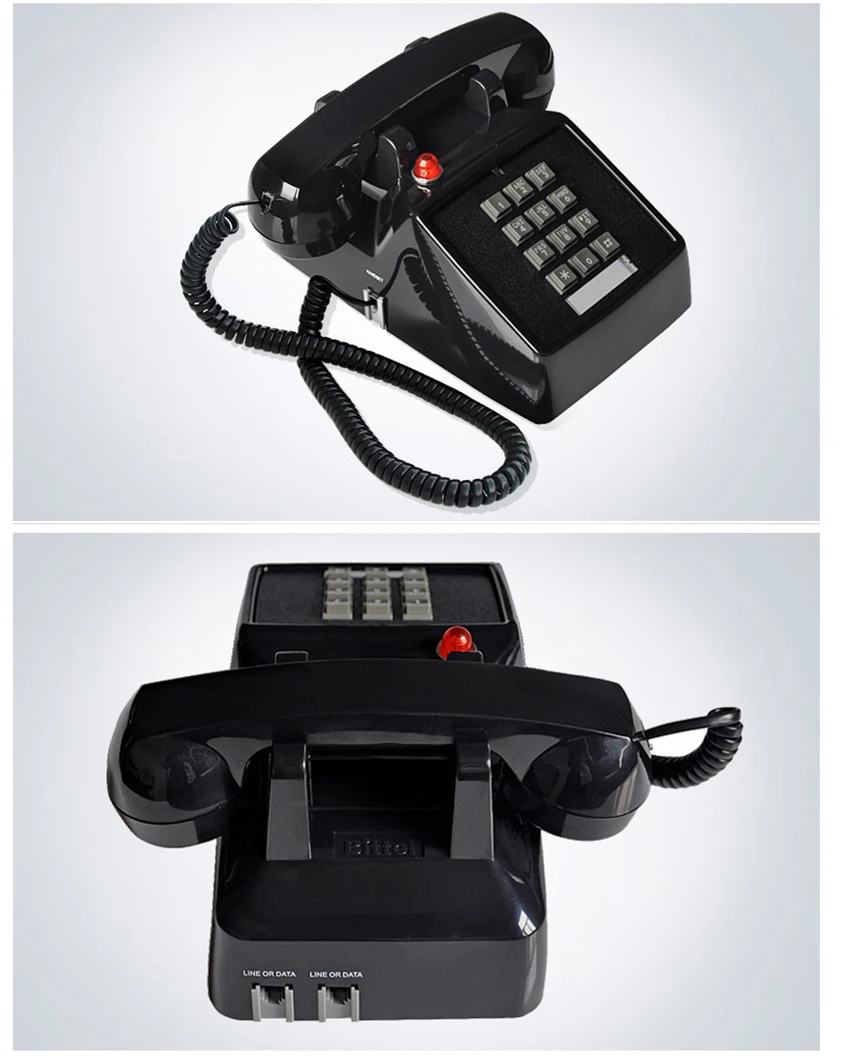 Двойная линия Интерфейс рубчатый Телефон Рабочий стол с громкий звонок, красный светильник флэш-памяти, Ретро 1-телефон стационарный телефон для дома, офиса