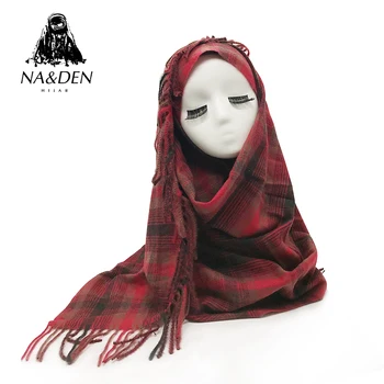 

High quality grid with tassels Muslim soft solid hijab women scarf fashion independence packing 8pcs/lot fast shipping hot sale