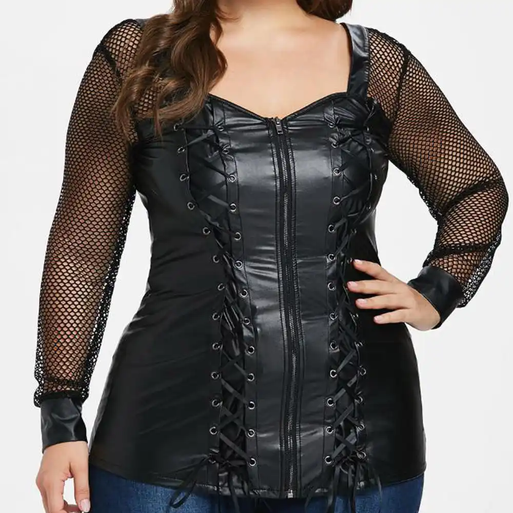 plus size leather and lace