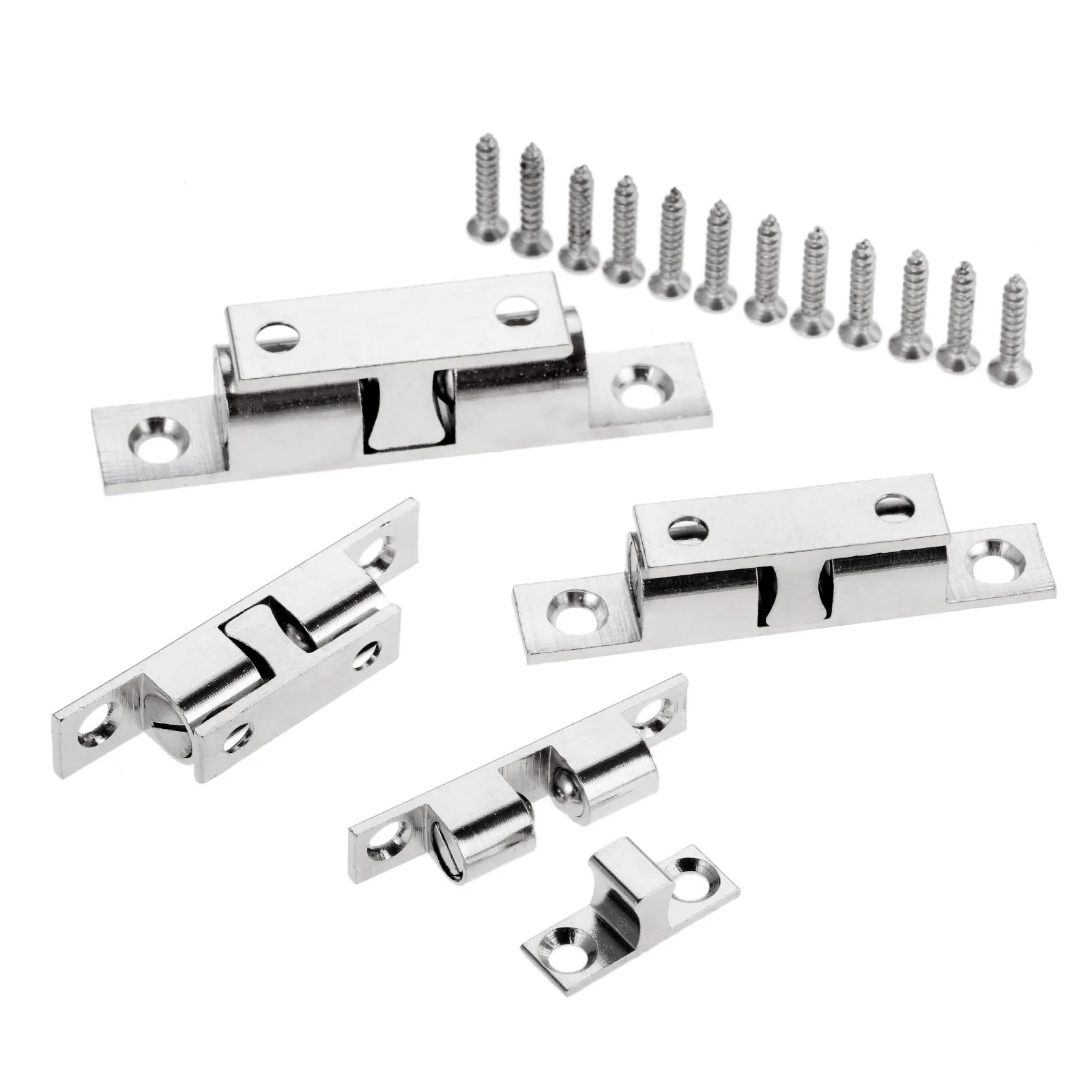 Cabinet Door Latch 42/50/60/70mm Double Ball Catch Cabinet Door Latch Brass Touch Beads Lock Door Spring Clip Cabinet Catches with Screws