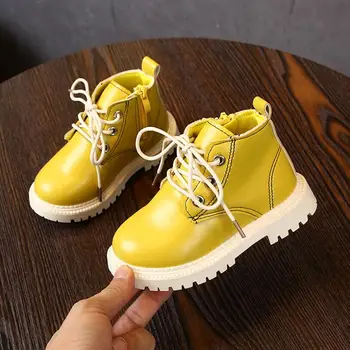 

Girls Boots Boys Shoes 2019 Autumn PU Leather Children Boots Fashion Toddler Kids Boots Warm Winter Martin Boots Boy Sneakers
